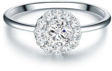 Trilani Damen Solitärring aus 925/- Sterling Silber mit Zirkonia im Brillantschliff Verlobungsring Entouragering Antragsring
