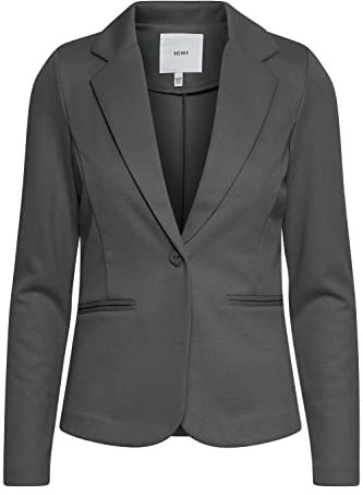 ICHI IHKATE PIQUE BL Damen Blazer Kurzblazer Jacke Ein-Knopf-Blazer mit Stretch, Größe:L, Farbe:Black (194008)