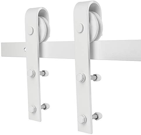 Kit de Herraje para Puerta Corredera 6.6FT/200cm - Guía de Riel Blanca Con Accesorios y Tornillos - Sistema de Puerta Deslizante Con Carga Máxima 100 kg