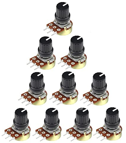 5 piezas resistencia potenciómetro de 3 pines potenciómetro rotativo lineal,1K Ohm