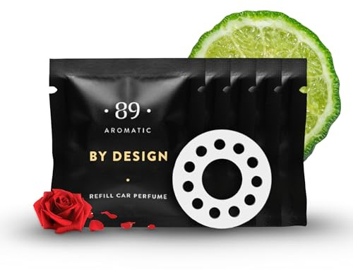 Aromatic • 89 • Luftklämma för bil påfyllningskapslar 5-pack – färsk, citrusliknande bergamottdoft, långvariga parfymerade dofter, lyxiga billuftfräschare påfyllningar, luktborttagare