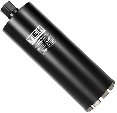 TEHify 5 Inch Wet Diamond Core Drill Bit, 1-1/4 Thread, 14 Drilling Depth, Fast-Cutting Hole Saw for Reinforced Concrete, Block & Hard Masonry