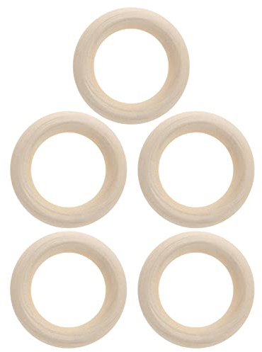 Anneaux Ronds De Dentition En Bois, Cercles En Bois Lisses Et Non Finis Pour L'artisanat, Anneau De Dentition DIY, Connecteurs De Pendentif De Bijoux 5 Pièces(60mm)