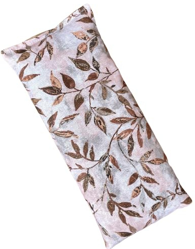 Yoga Eye Pillow, Lavender Microwave Heating Pad Hot & Cold Pack Eye Pillow Aromatherapy Gift, Microwavable, Several Fabric Options, Scented or Unscented, 9 x 4 (Brown Leaves, Lavender)