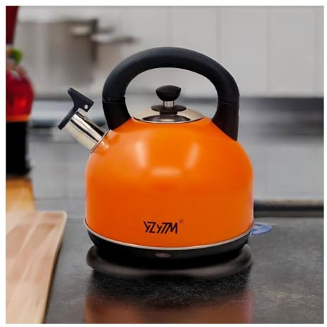 Electric kettle 3L, large kettle electric cordless 2000W fast boil quiet, filter kettle with whistling and temperature control, Home kitchen accessories (New-3L-Orange)