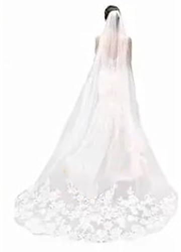HAOHIZE Voile de dentelle, voile de mariée en dentelle brodée, long, simple, doux, accessoires pour mariage