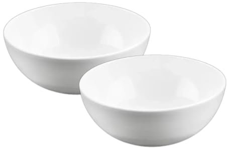 Wilmax - Schale aus Porzellan - 600nl - 2er Set - Salatschüssel - Weißer Schüssel für Snacks, Salat - Ø 14cm- Obstschale - Müsli-Schale - Elegant und Kratzfest - Ideal als Geschenk
