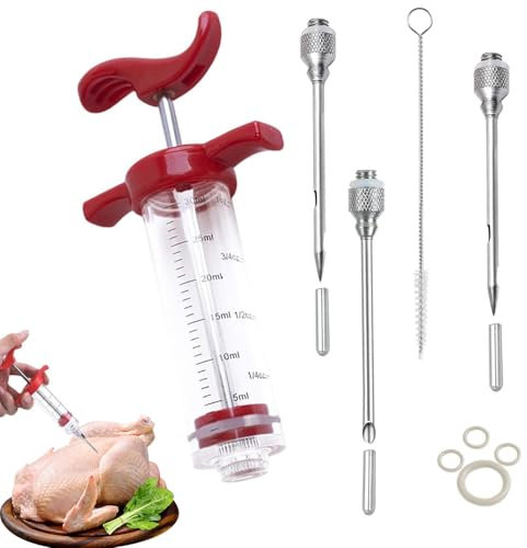 Kit siringa iniettore di carne in plastica, capacità 30 ml, siringa alimentare professionale per iniezione di sapori, barbecue, marinate e salamoie, perfetta per carne