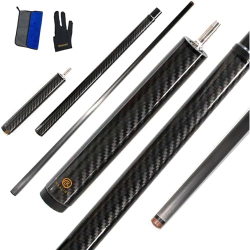 OKHEALING Stecca da biliardo in fibra di carbonio, testa da 13,8 mm, snodo lungo 1/3, 124 cm, fatta a mano per colpi dritti di precisione, ideale per attrezzature da biliardo di livello professionale