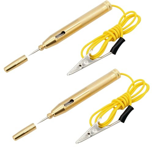 Tester di tensione per auto, 6 V12 V, 24 V, con morsetto a coccodrillo, tester di corrente auto, tester di tensione, tester di tensione con cavo, per auto e moto (2 pezzi)