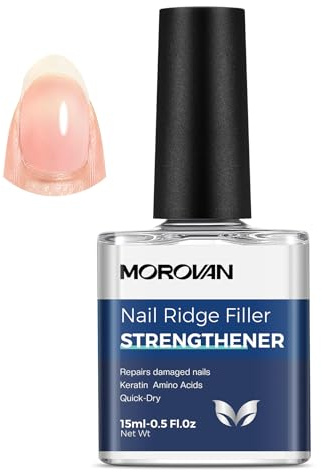 Morovan Nail Strengthener: Nail Care Ridge Filling Strengthener Nail Hardener Nail Varnish Nail Strengthener for Damaged Nails Smoothing Base Coat 15ml (Clear)