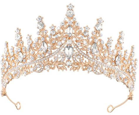 DRESHOW Couronne d'anniversaire pour Femmes Tiare de Cristal pour Filles Accessoires de Cheveux Tiare de Mariage Couronne de Princesse Pailletée Serre-tête de Fête Diadèmes pour Femme