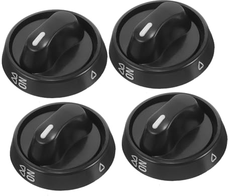 KONTONTY Universal Cooking Stove Knobs and Simple Design 4 Pcs for Replacement Black Plastic Gas Stove Knobs for Replacement with Smooth Rotation