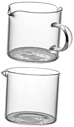 COLLBATH 2 pezzi Mini Bricco Latte in Vetro di Tazze Piccole per Dessert e Bevande come Yogurt Caffè e Pudding Senza Manico Manico Design Elegante per Feste e Matrimoni