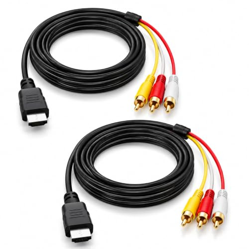 2PCS Adattatore HDMI a 3RCA, per Collegamento Audio Video, Adattatore Cinch a HDMI come Connessione Passiva per TV e Proiettore, Soluzione Adattatore AV a HDMI per Home Cinema e Dispositivi Multimedia