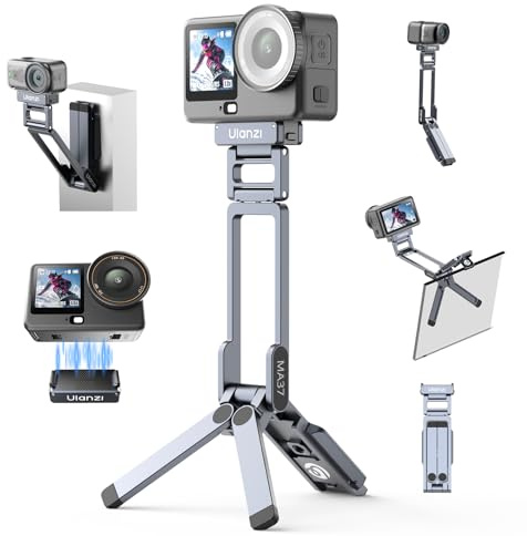 ULANZI MA37 Mini-stativ med snabbfäste, kompatibelt med DJI Osmo Action 6 & Osmo Nano – magnetisk låsning, 1/4-20-gänga, aluminium, självstick för actionkameror