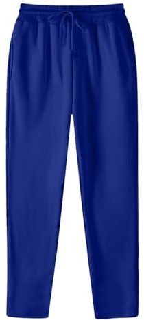 Generisch Pantalones de lino para mujer, pantalones de verano, pantalones de tela, corte recto, ligeros, cintura alta, con bolsillos, algodón A159, azul, 3XL