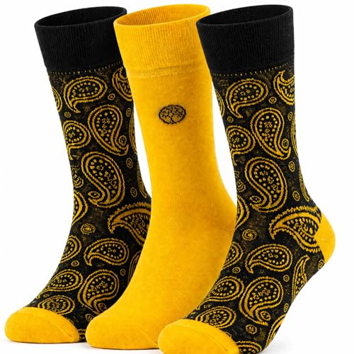 Towelogy Premium Mens Bamboo Dress Socks 3 Pack | Breathable & Anti Odour | Moisture Wicking | Elegant Patterned Suit Socks for Men | UK Size 7-10