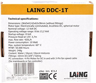Alphacool Laing DDC-1PlusT/12V Black Water Cooling Pump for Car