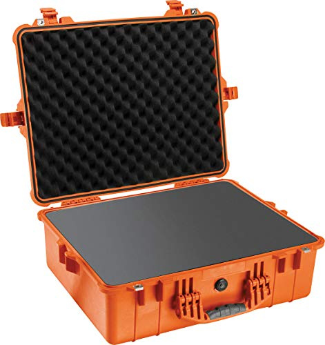 PELI 1600 valise de protection, IP67 étanche à l'eau et à la poussière, capacité de46L, fabriquée en Allemagne, avec insert en mousse personnalisable, couleur: orange
