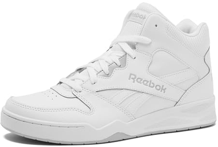 Reebok Royal BB4500 Hi2 High Top Sneakers for Men, Black or White Mens Basketball Shoes, Medium or Wide Width Size 7 to 14 Athletic Mens Shoes, White/Light Solid Grey, 8 Medium