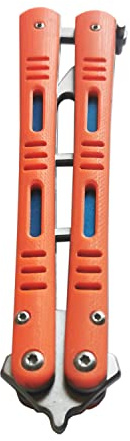 Uxcellmo Bâton d'entraînement pliable en acier G10 avec poignée en métal et lame émoussée non aiguisée pour la sécurité et améliorer les compétences, Orange.