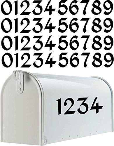 Vintage Style Die Cut Vinyl Numbers - Back Adhesive Decal (2 Inch, Black, 4 Complete Sets of Numbers 0-9)