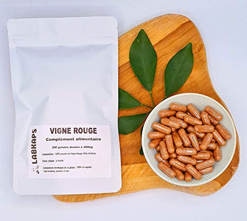 VIGNE ROUGE 200 gélules dosées à 400 mg enveloppe 100% végétale - complément alimentaire