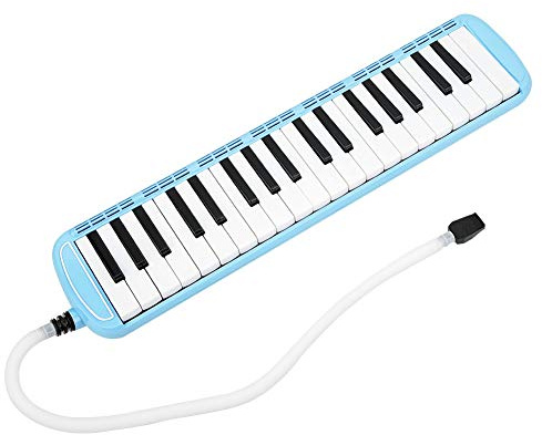 37 knappar Melodica -rör lång flexibel Melodika-rör med munstycke blowpipe förvaringsväska (blå)