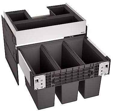BLANCO SELECT II 60/3 Orga | Abfall Müllsystem | für 60 cm breite Unterschränke | Auszugssystem zur Frontanbindung | Organisationsschublade | 3 x 15 Liter Eimer | 400 mm Auszugstiefe