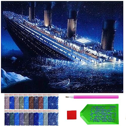ARTULIO Pittura Diamante Fai da Te - Nave affondata Titanic - 30x40cm - Diamond Painting Kit 5D DIY, Pittura Diamante Fai da Te