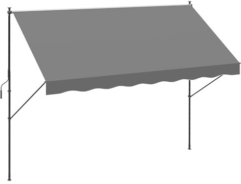 Outsunny Toldo Manual Retráctil Toldo para Balcón con Altura Ajustable Manivela y Protección Solar para Terraza Jardín Gris