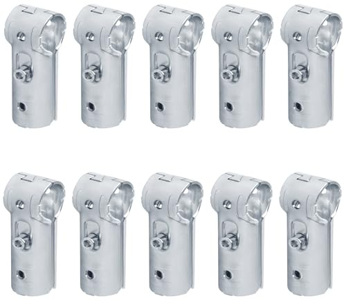 eoere 10 Sets T Pipe Clamp Connector for 1-1/4 x 1-1/4 (1.25 OD) Round Tube Frame, Chain Link Fence Tee Clamps