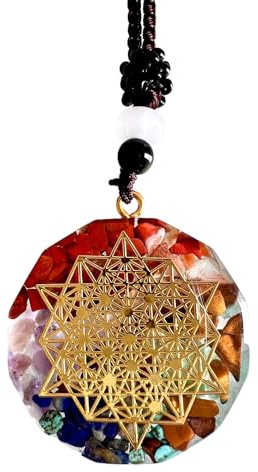 Generico Pendentif Sri Yantra Collier Orgonite Yoga Méditation Géométrie Sacrée Talisman de la Richesse Amulette Mystique Porte-bonheur Potentissimo Accessoire Auto Idée Cadeau Homme Femme