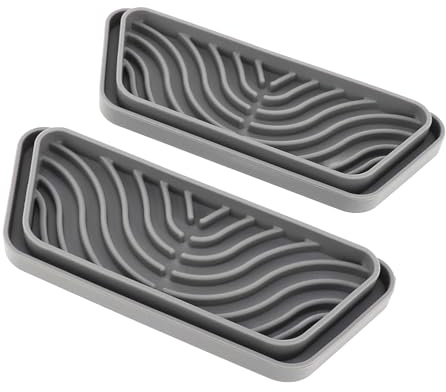 Zerodis 2Pcs Refrigerator Water Drip Tray Catcher Water Dispenser Pan From Spills Trapezoidal Silicone Refrigerator Drip Tray Catcher for GE for Samsung (Gray)