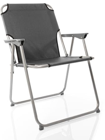 BigDean 2X Klappstuhl Faltstuhl Angelstuhl – Anthrazit/Grau robust klappbar bis 120kg belastbar - klassischer Gartenstuhl für Garten & Camping - Campingstuhl faltbar
