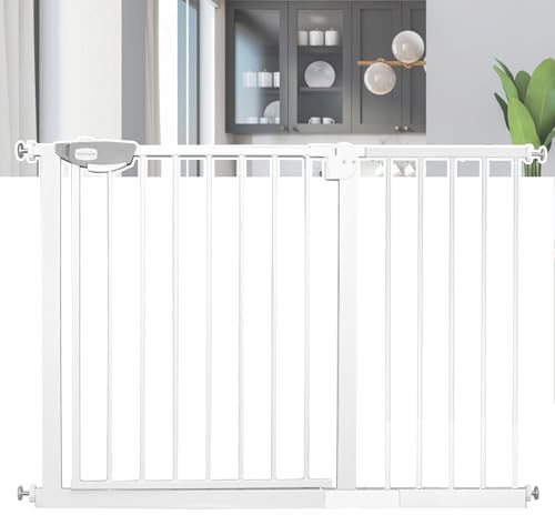 FIVMEN Trappskydd 100 cm dörrskydd utan borrning, N Stop Safety dörr- och trappgrind med bilstängning, barnskyddsgaller dörrgaller hundar, baby, skyddsgaller, för 105–115 cm (vit)