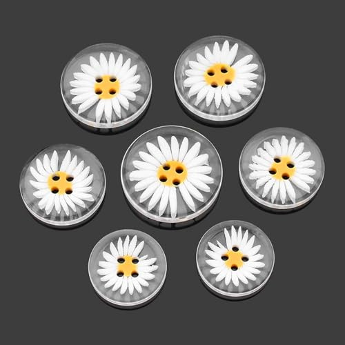 5 botones de resina para costura DIY y artesanía tamaños de 11,5 mm a 30 mm diseño de margaritas ideales para artesanía y proyectos de costura