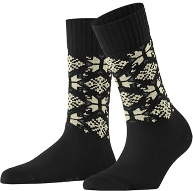 ESPRIT Winter Star W So algodón lana estampados 1 par, Calcetines Mujer, Negro Black 3000, 39-42