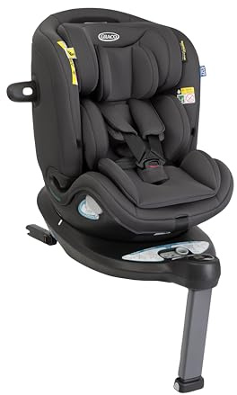 Graco - Turn2Me™ Grow i-Size R129 Silla de coche giratoria 360° con ISOFIX 3 en 1 multiedad, de 40 a 125 cm (desde el nacimiento hasta los 7 años aprox.), color Iron