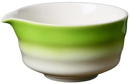 Tazón matcha con boquilla, recipiente de té de cerámica ondulado, taza de té verde japonesa hecha a mano taza batidora cerámica Matchawan tazón para mezclar ensalada gachas jugo ceremonia café chawan