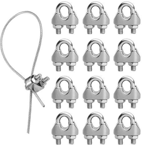 12 Pcs Wire Rope Clip M3 Cable Clamp 3mm,Wire Rope Clip Cable Clamp Stainless Steel U Bolt Saddle Fastener M3,Wire U-Shape Bolt Saddle Fastener for Tensioning,for Industry Household Transportation