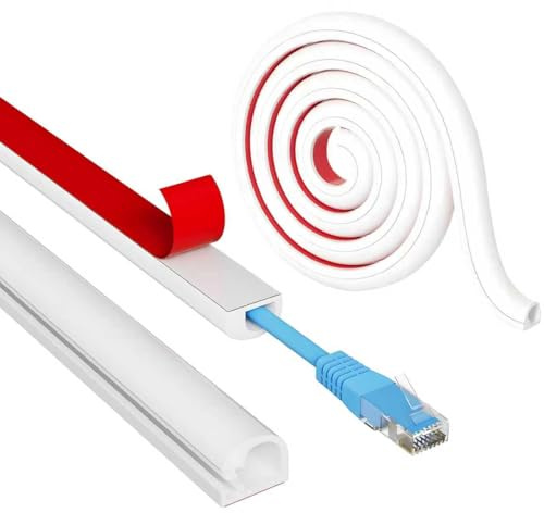 4M Canaleta Cables Pared Adhesivo, Canal de Cable Flexible, Semicircular Canaletas para Cableado, Mini Canaleta de Cables para TV, Suelo, Hogar y Oficina