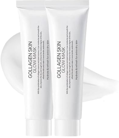 Masque Peel off Visage,Masque au lait coréen,masque peel-off au collagène,Collagen Night Wrapping Mask,hydratant et éclaircissant, réduit le relâchement cutané et le teint terne (2PC)