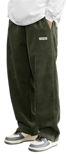 Oanviso Pantalones De Pana Hombre Straight Pantalón de Cargo Chándal Pantalóns Ajuste Clásico Sueltos Pantalón de Yoga de Pierna Ancha Otoño e Invierno