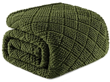 Whale Flotilla Coperta Plaid in Pile di Microfibra, Coperta Morbida, Calda e Soffice per Letto Singolo e Matrimoniale, Copridivano Leggera per Ogni Stagione, 230 x 270 cm, Verde Oliva