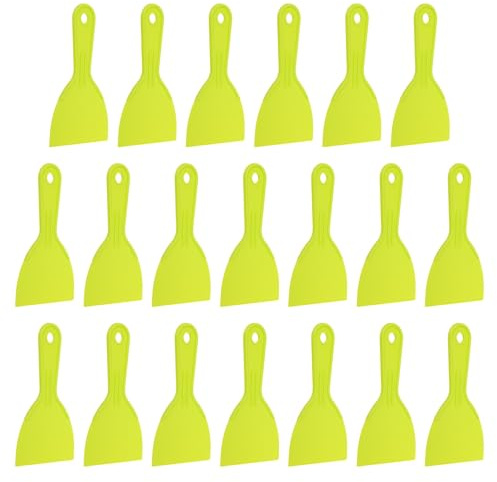 HARFINGTON 20pcs Putty Knife Scraper 4 Width Flexible Plastic Putty Knife Paint Scraper Tool for Taping Drywall Spreading Painting Wall Scratching Yellow