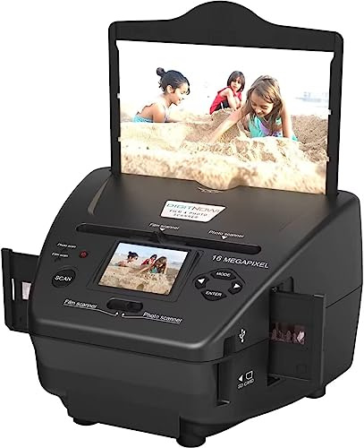 Scanner digitale per pellicola e foto – Converte 35 mm/135 diapositive, negativi, NameCard e foto 3.5x5/4x6/5x7 in 22MP JPEG – convertitore scorrevole e negativo con LCD da 2,4 pollici e scheda SD da