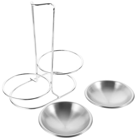 Toyvian Support Cuillère Inox Vertical avec Double Bol Porte-louche et Cuillère de Cuisine Pratique Compact et Facile à Nettoyer pour Usage Domestique et Professionnel
