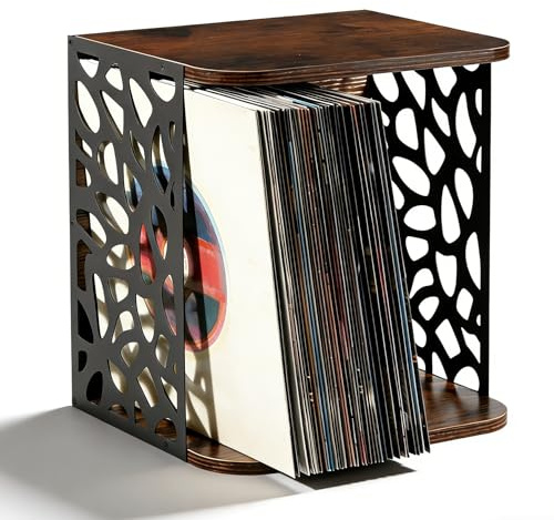 JUJOYBD Almacenamiento de discos de vinilo para hasta 60 álbumes, soporte de vinilo apilable
